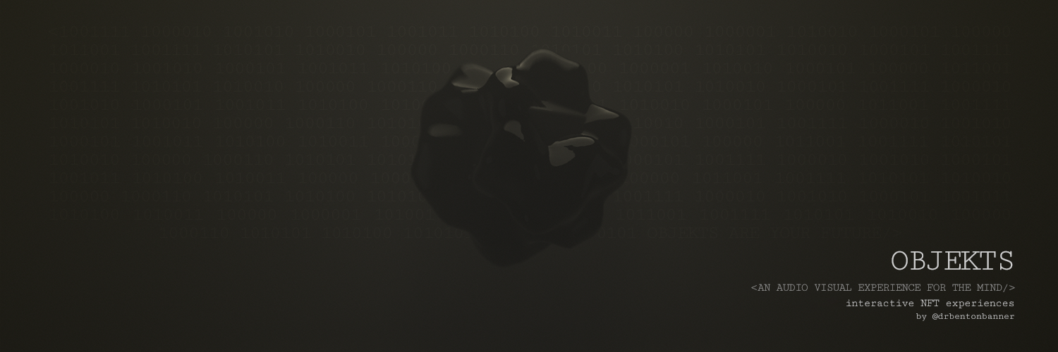 Visual graphic of OBJEKT_0 a Black amorphic substance surrounding a solid black artifact